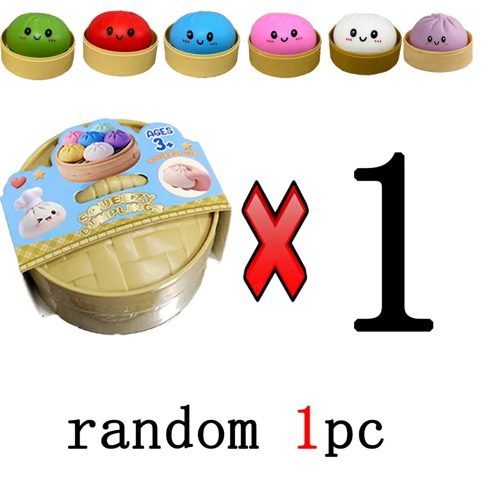 Dumpling Squishies Cute Colorful Bun Toy Slow Rising Stress Relief Fidget Toy for Kids