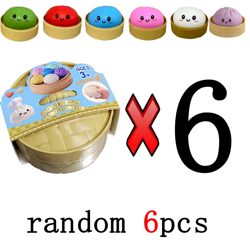 Dumpling Squishies Cute Colorful Bun Toy Slow Rising Stress Relief Fidget Toy for Kids