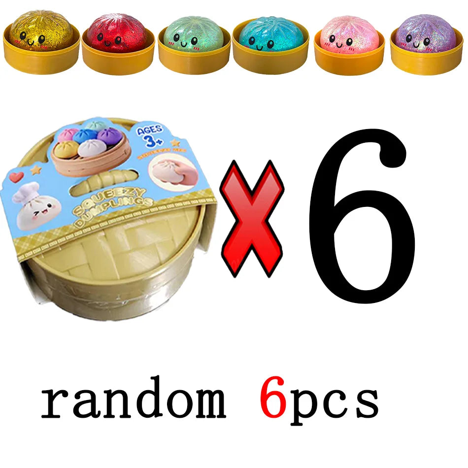 Dumpling Squishies Cute Colorful Bun Toy Slow Rising Stress Relief Fidget Toy for Kids