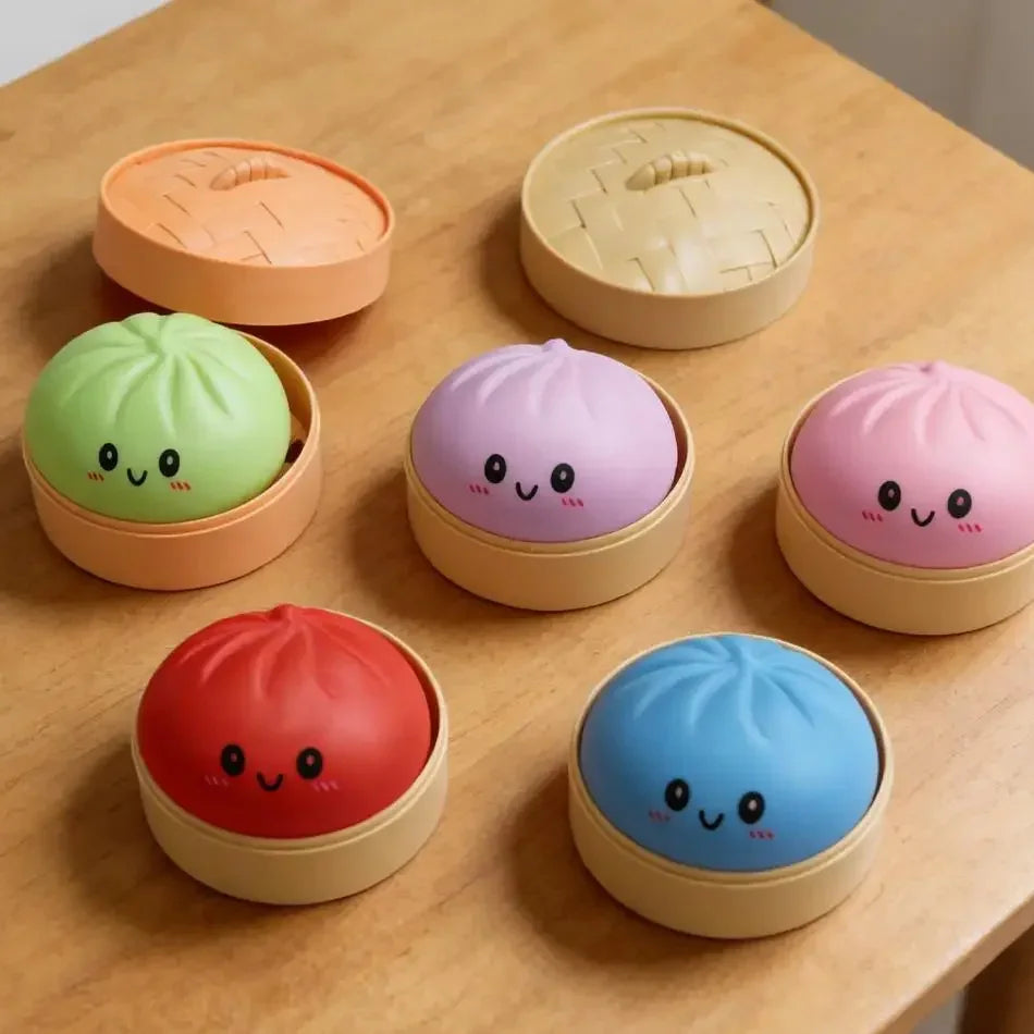 Dumpling Squishies Cute Colorful Bun Toy Slow Rising Stress Relief Fidget Toy for Kids
