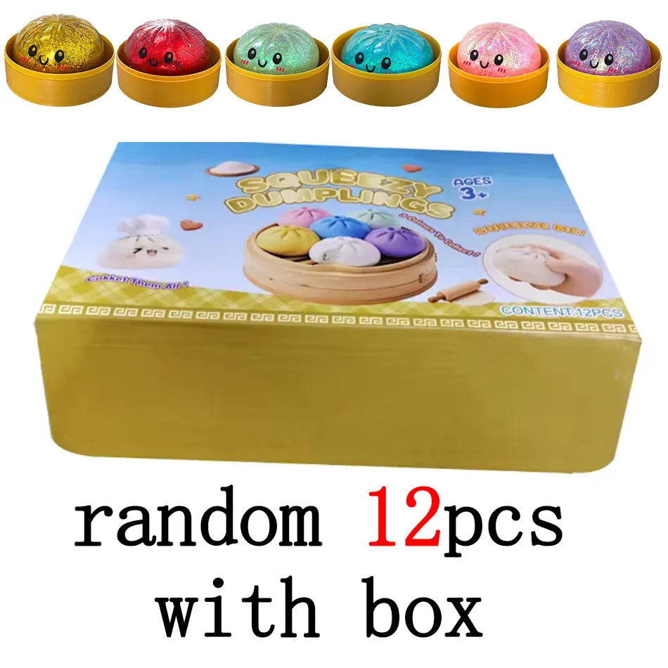 Dumpling Squishies Cute Colorful Bun Toy Slow Rising Stress Relief Fidget Toy for Kids