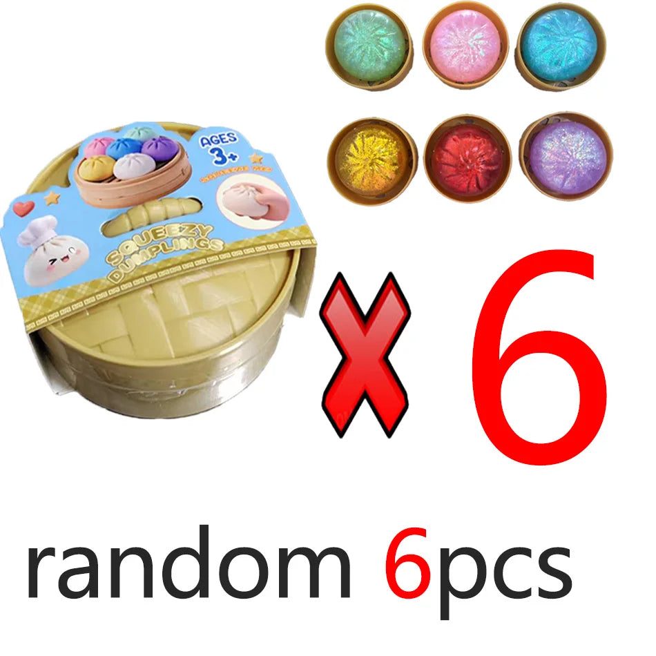 Dumpling Squishies Cute Colorful Bun Toy Slow Rising Stress Relief Fidget Toy for Kids