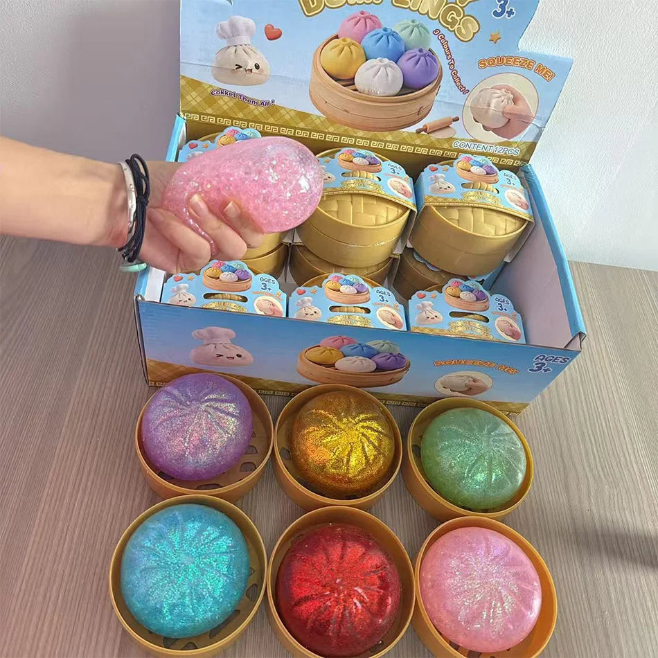 Dumpling Squishies Cute Colorful Bun Toy Slow Rising Stress Relief Fidget Toy for Kids