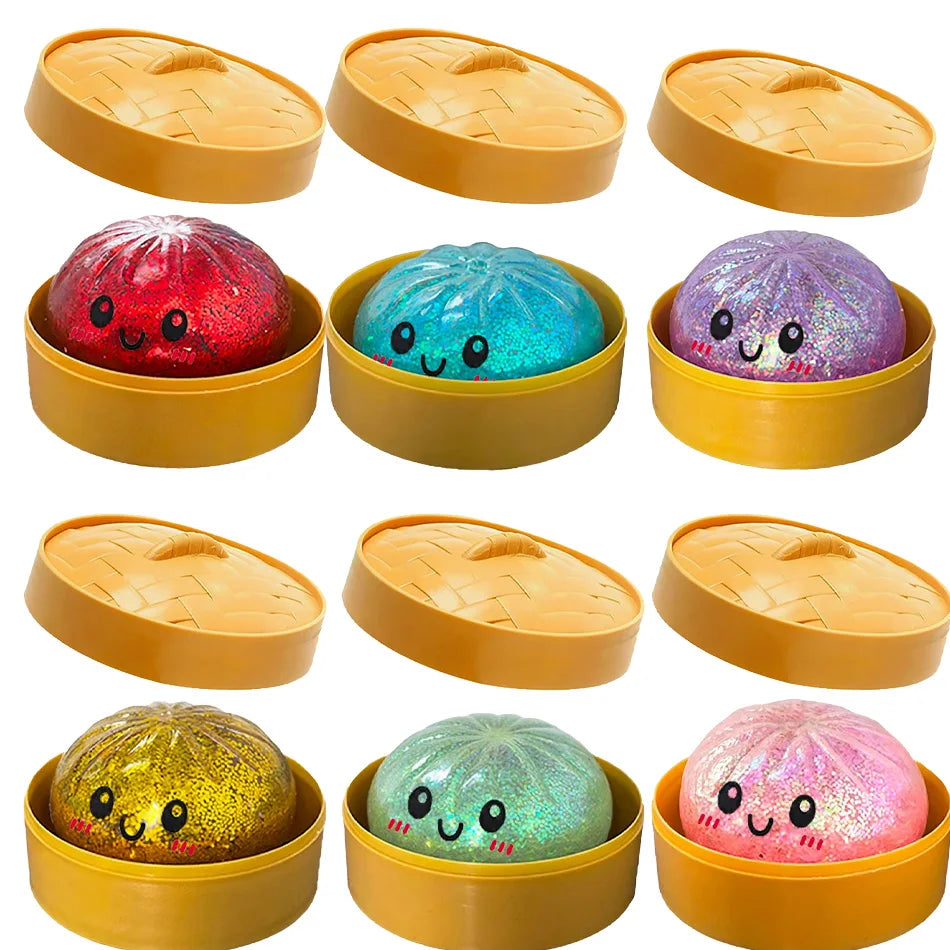 Dumpling Squishies Cute Colorful Bun Toy Slow Rising Stress Relief Fidget Toy for Kids