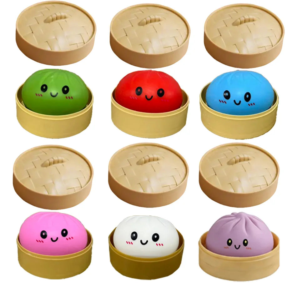 Dumpling Squishies Cute Colorful Bun Toy Slow Rising Stress Relief Fidget Toy for Kids