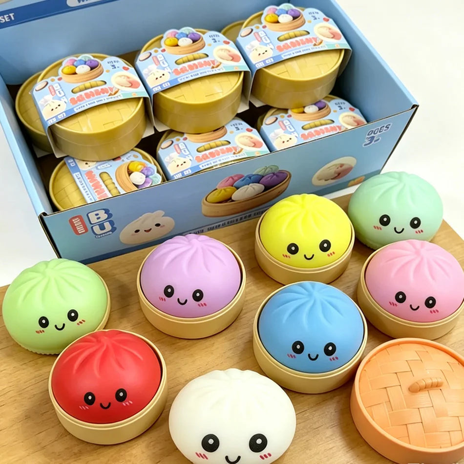 Dumpling Squishies Cute Colorful Bun Toy Slow Rising Stress Relief Fidget Toy for Kids