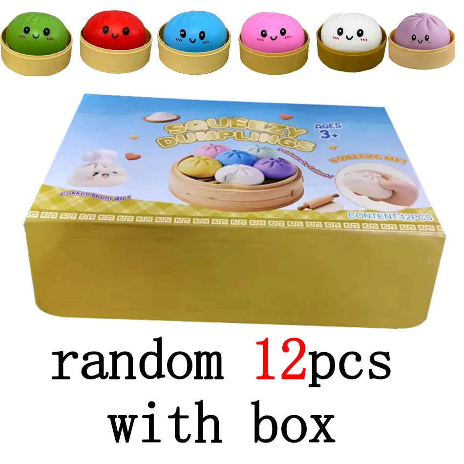 Dumpling Squishies Cute Colorful Bun Toy Slow Rising Stress Relief Fidget Toy for Kids